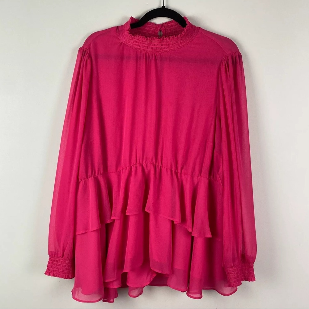 Torrid Pink Ruffle Blouse size 4 - Picture 2 of 6
